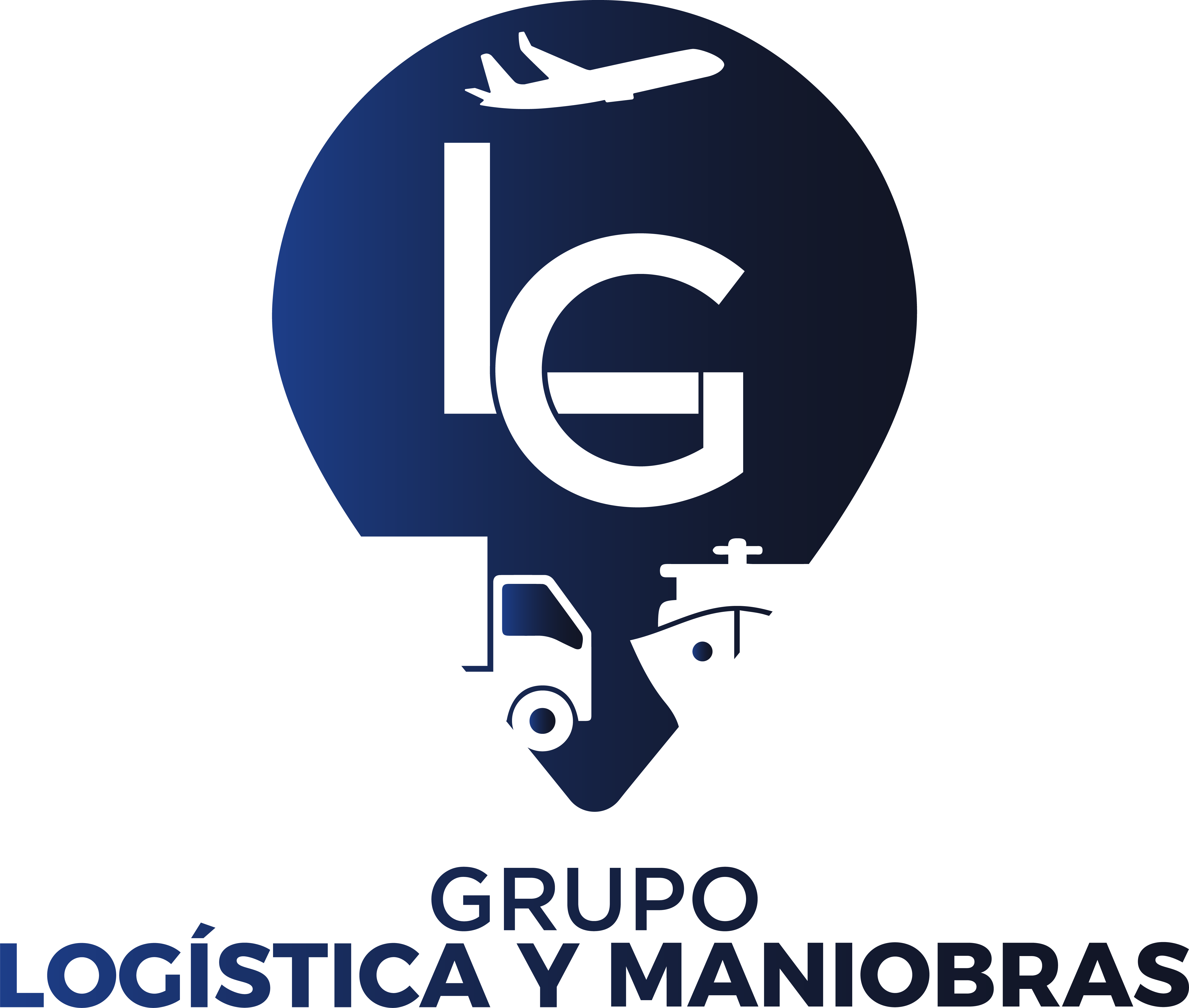 Logotipo completo a color de Grupo Logística y Maniobras